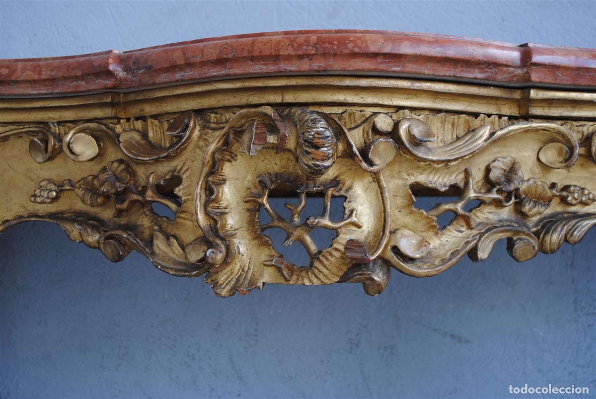 Antig&uuml;edades: Console Louis XV en bois dor&eacute; dessus marbre - Foto 7