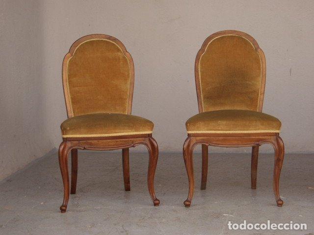 Antig&uuml;edades: Chaises 1920 velours jaune (s&eacute;rie de 4) - Foto 2