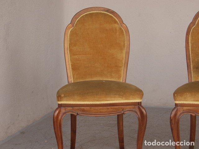 Antig&uuml;edades: Chaises 1920 velours jaune (s&eacute;rie de 4) - Foto 5