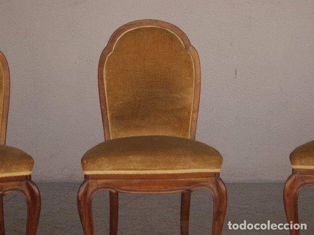 Antig&uuml;edades: Chaises 1920 velours jaune (s&eacute;rie de 4) - Foto 6