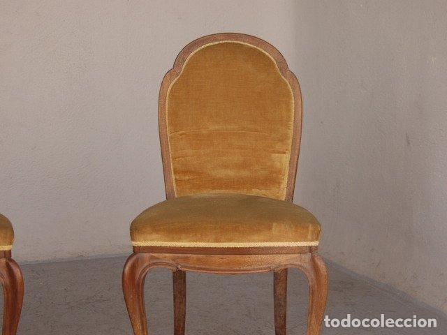 Antig&uuml;edades: Chaises 1920 velours jaune (s&eacute;rie de 4) - Foto 7