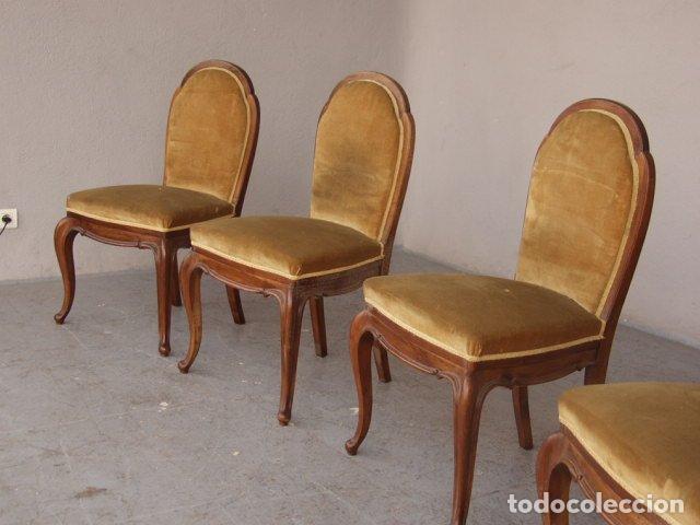 Antig&uuml;edades: Chaises 1920 velours jaune (s&eacute;rie de 4) - Foto 8