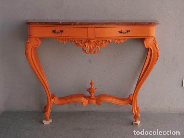 Antig&uuml;edades: Console de style Napol&eacute;on III peinte orange - Foto 2