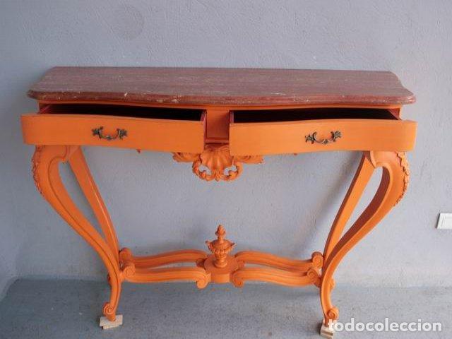 Antig&uuml;edades: Console de style Napol&eacute;on III peinte orange - Foto 3