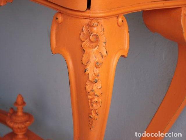 Antig&uuml;edades: Console de style Napol&eacute;on III peinte orange - Foto 6