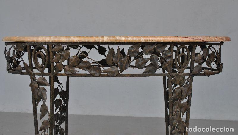 Antig&uuml;edades: Console Art d&eacute;co fer forg&eacute; ajour&eacute; aux feuillages - Foto 2