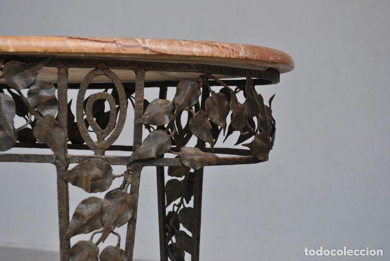 Antig&uuml;edades: Console Art d&eacute;co fer forg&eacute; ajour&eacute; aux feuillages - Foto 3
