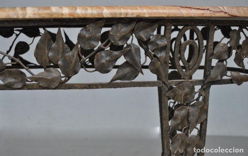 Antig&uuml;edades: Console Art d&eacute;co fer forg&eacute; ajour&eacute; aux feuillages - Foto 4
