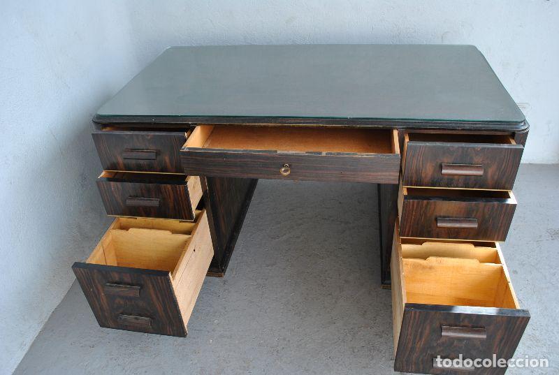 Antig&uuml;edades: Bureau de style 1940 &eacute;b&egrave;ne de macassar DLG de Maxime Old - Foto 2