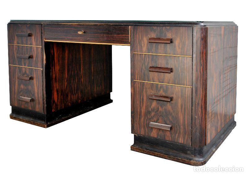 Antig&uuml;edades: Bureau de style 1940 &eacute;b&egrave;ne de macassar DLG de Maxime Old - Foto 1
