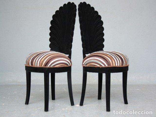 Antig&uuml;edades: Chaise de style floqu&eacute;e noire - Foto 2