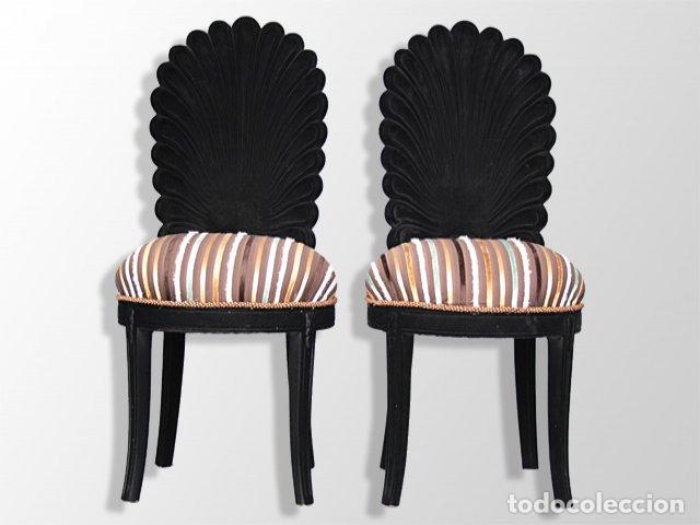 Antig&uuml;edades: Chaise de style floqu&eacute;e noire - Foto 1
