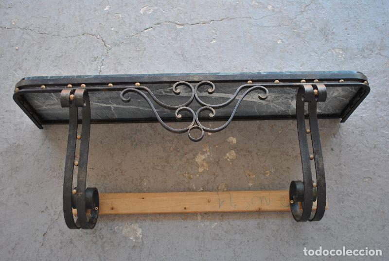 Antig&uuml;edades: Console fer forg&eacute; 1930 Art d&eacute;co et marbre - Foto 4