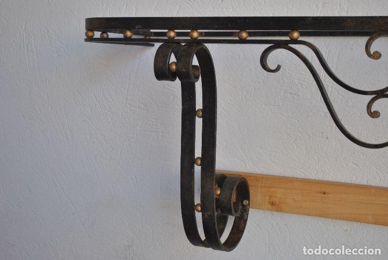 Antig&uuml;edades: Console fer forg&eacute; 1930 Art d&eacute;co et marbre - Foto 6