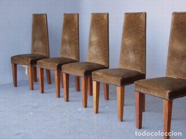 Antig&uuml;edades: Chaises en ch&ecirc;ne de style 1940 (s&eacute;rie de 6) - Foto 3