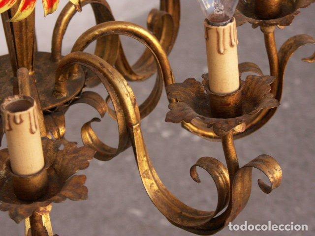Antig&uuml;edades: Lustre 1940 bronze et polychromie - Foto 8