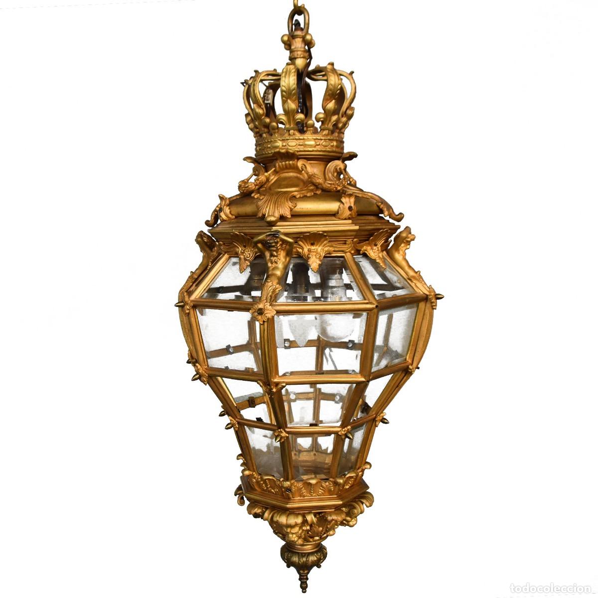 Antig&uuml;edades: Lanterne en bronze dor&eacute; du ch&acirc;teau de Versailles - Foto 10
