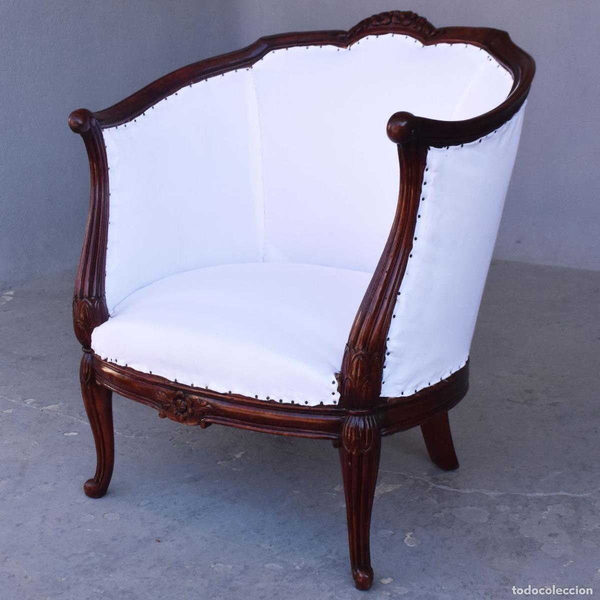 Antig&uuml;edades: Fauteuil corbeille 1925 mis en blanc - Foto 2