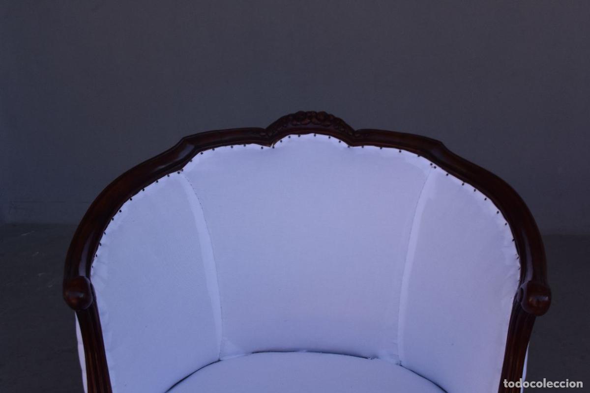 Antig&uuml;edades: Fauteuil corbeille 1925 mis en blanc - Foto 3