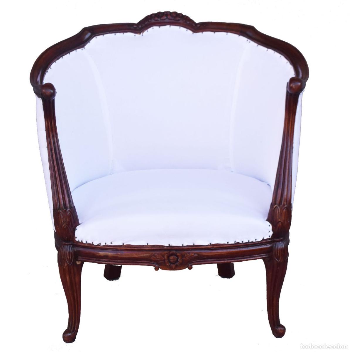 Antig&uuml;edades: Fauteuil corbeille 1925 mis en blanc - Foto 1
