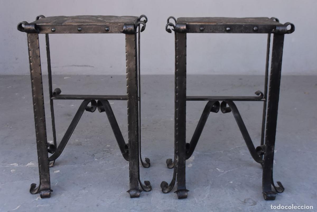 Antig&uuml;edades: Chevets en fer forg&eacute; et pierre de lave (paire) - Foto 2