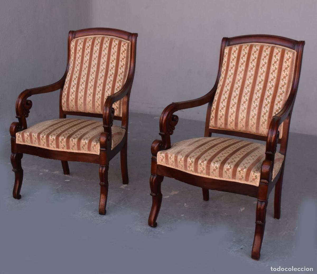 Antig&uuml;edades: Fauteuils en acajou de style Restauration (paire) - Foto 6
