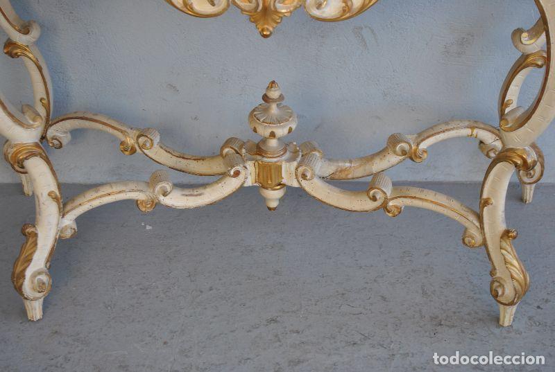 Antig&uuml;edades: Console rocaille laqu&eacute;e dor&eacute;e XIX&egrave;me - Foto 2