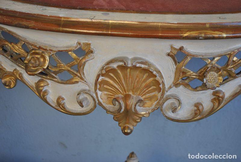 Antig&uuml;edades: Console rocaille laqu&eacute;e dor&eacute;e XIX&egrave;me - Foto 3