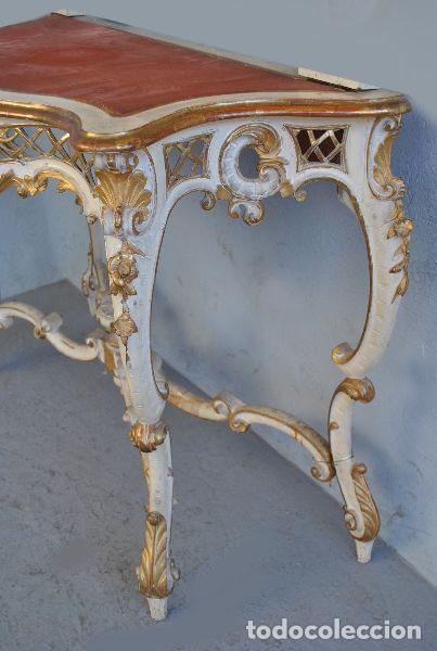 Antig&uuml;edades: Console rocaille laqu&eacute;e dor&eacute;e XIX&egrave;me - Foto 6
