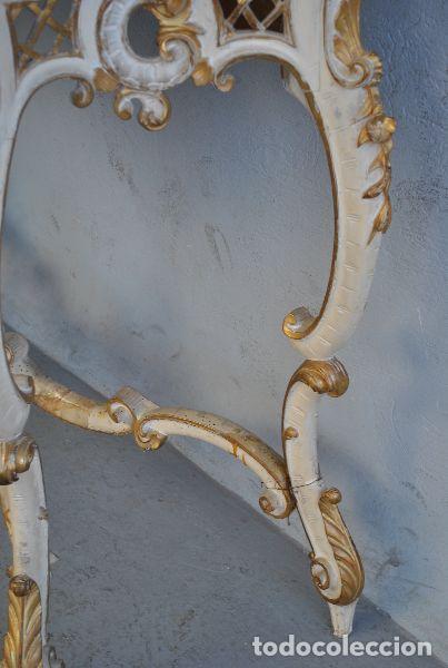 Antig&uuml;edades: Console rocaille laqu&eacute;e dor&eacute;e XIX&egrave;me - Foto 7