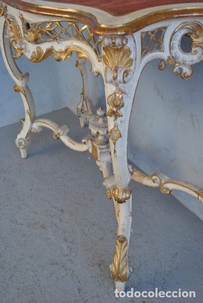 Antig&uuml;edades: Console rocaille laqu&eacute;e dor&eacute;e XIX&egrave;me - Foto 8