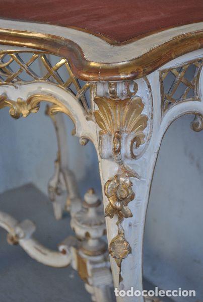 Antig&uuml;edades: Console rocaille laqu&eacute;e dor&eacute;e XIX&egrave;me - Foto 9