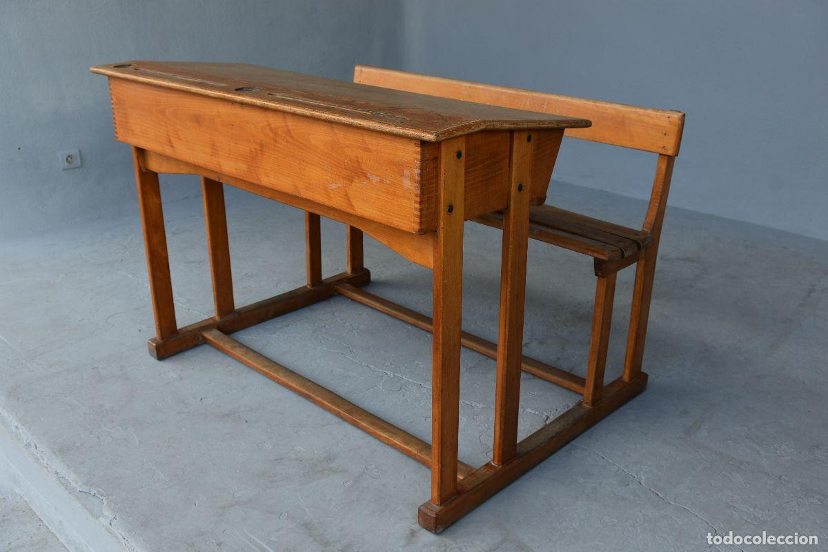Antig&uuml;edades: Bureau 2 places d&eacute;colier en h&ecirc;tre 1920 - Foto 2