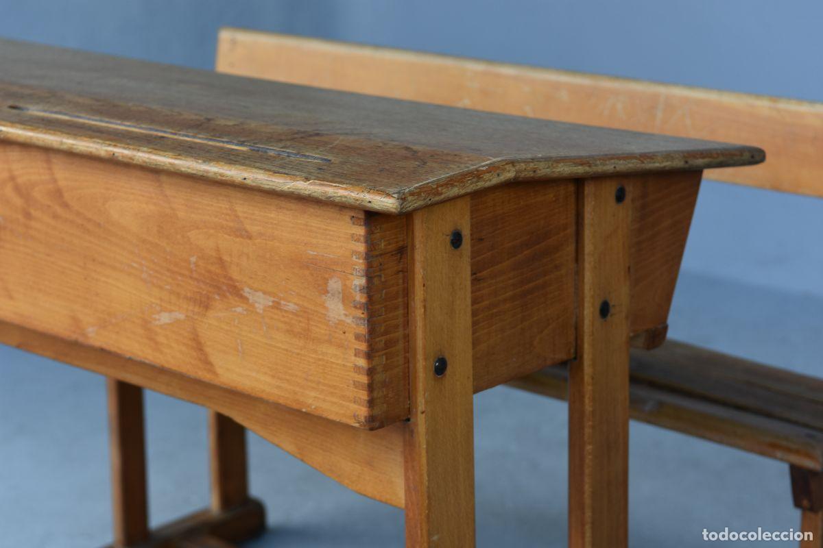 Antig&uuml;edades: Bureau 2 places d&eacute;colier en h&ecirc;tre 1920 - Foto 3