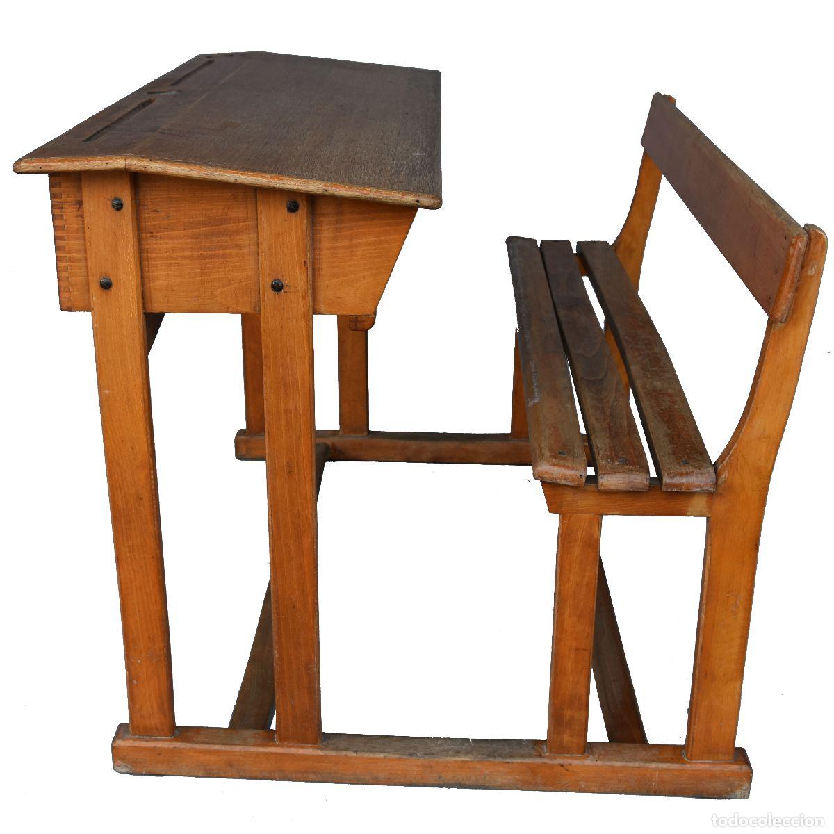 Antig&uuml;edades: Bureau 2 places d&eacute;colier en h&ecirc;tre 1920 - Foto 1