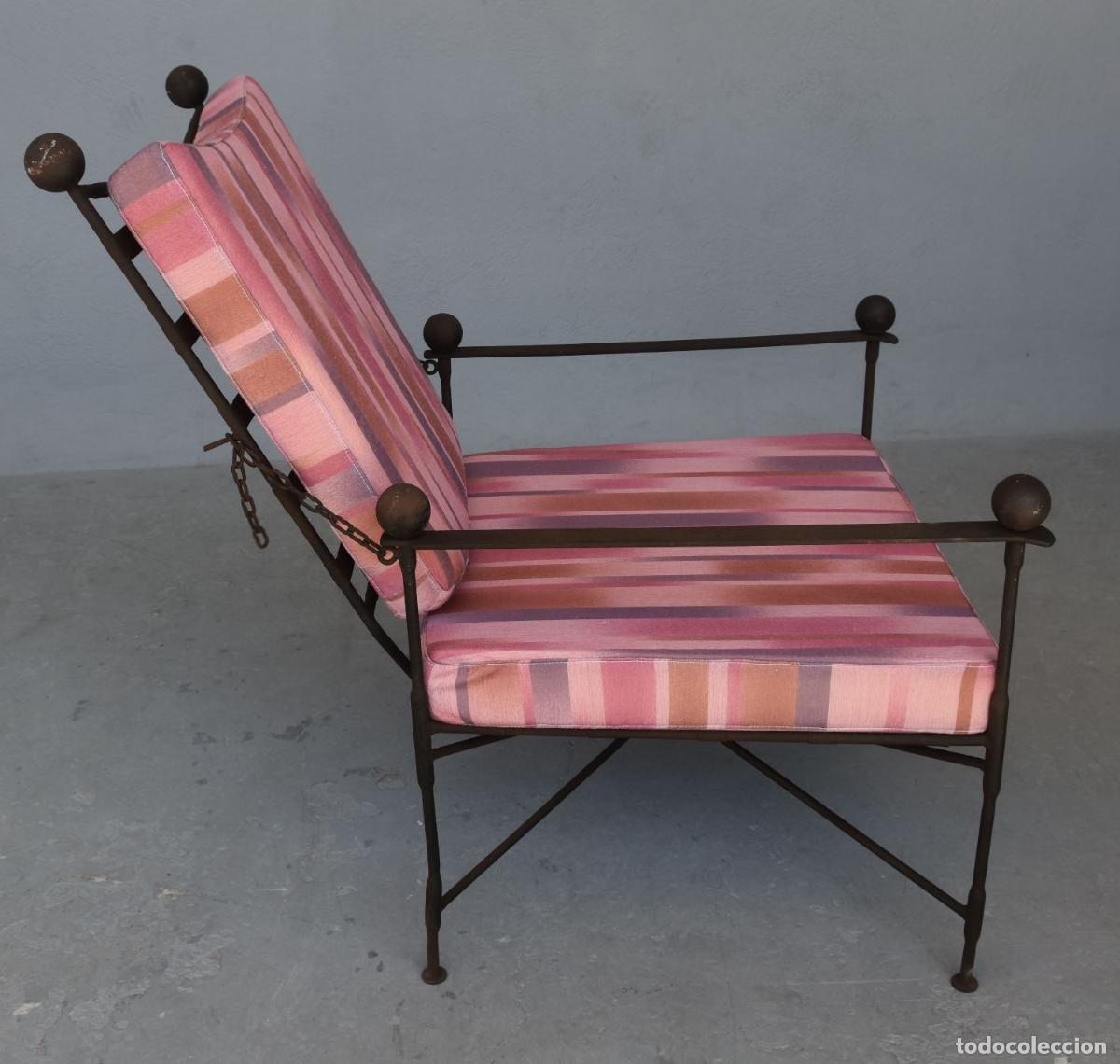 Antig&uuml;edades: Fauteuils en fer forg&eacute; dossier r&eacute;glable &eacute;poque 1950 (paire) - Foto 3