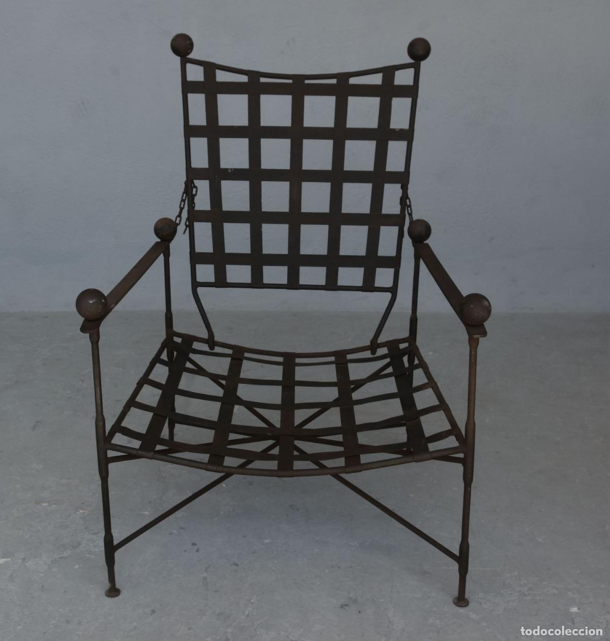 Antig&uuml;edades: Fauteuils en fer forg&eacute; dossier r&eacute;glable &eacute;poque 1950 (paire) - Foto 6