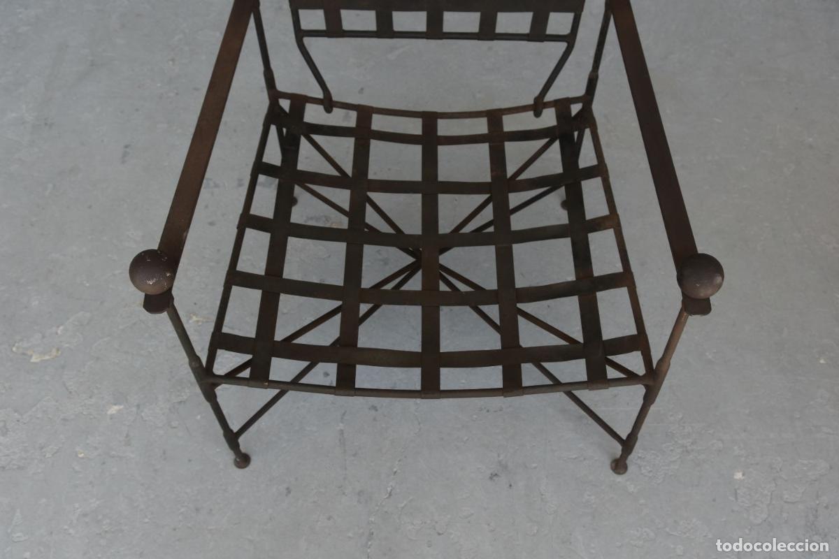 Antig&uuml;edades: Fauteuils en fer forg&eacute; dossier r&eacute;glable &eacute;poque 1950 (paire) - Foto 7