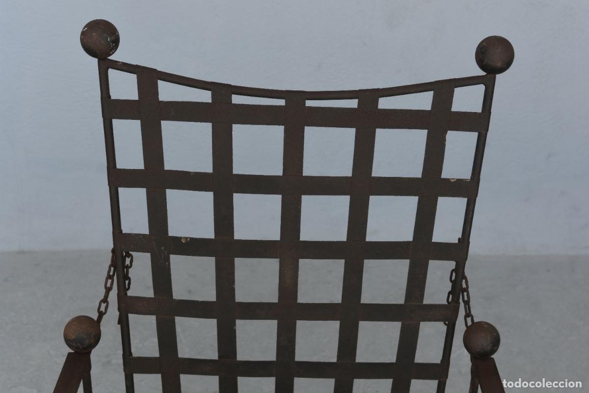 Antig&uuml;edades: Fauteuils en fer forg&eacute; dossier r&eacute;glable &eacute;poque 1950 (paire) - Foto 8