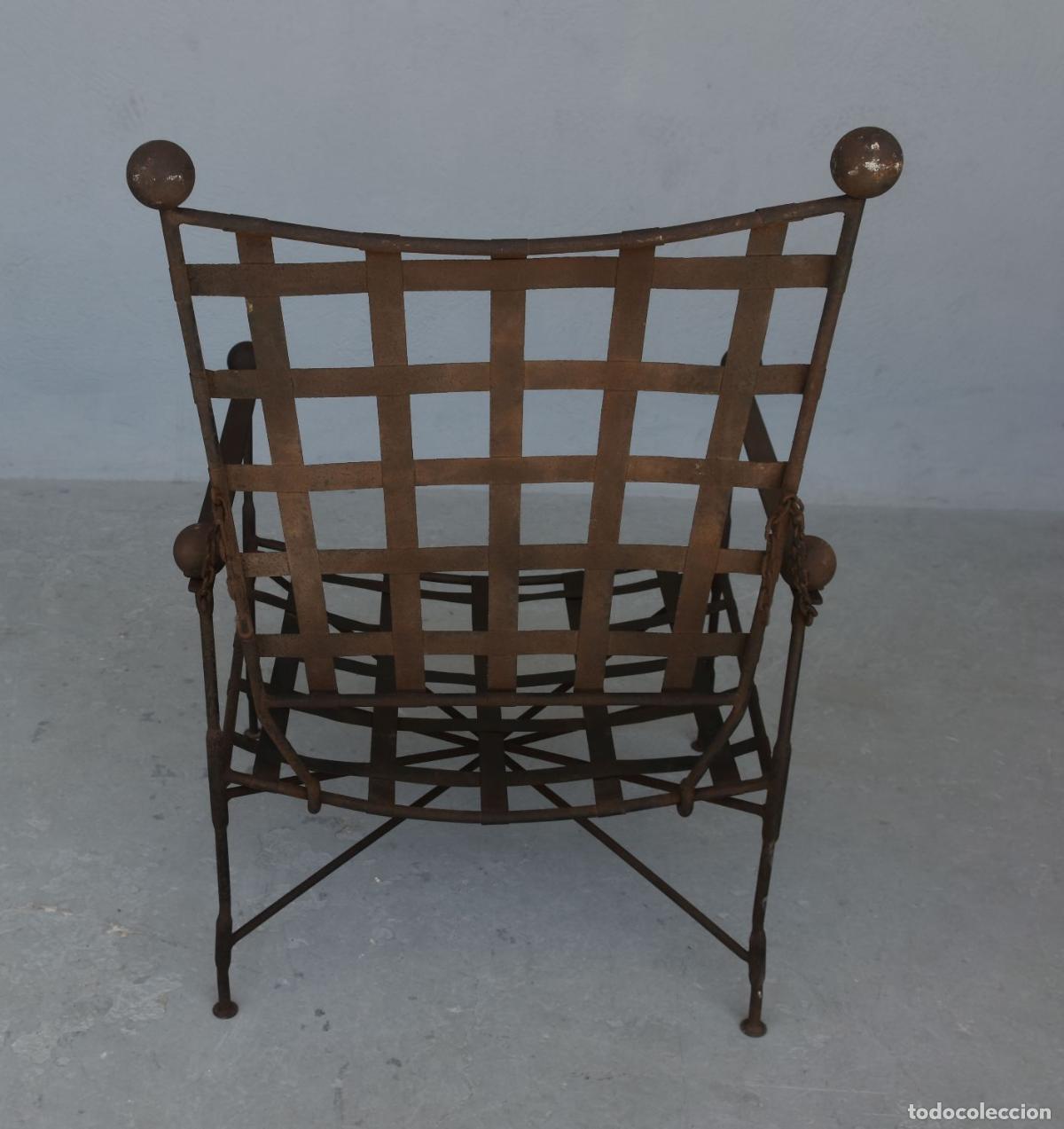 Antig&uuml;edades: Fauteuils en fer forg&eacute; dossier r&eacute;glable &eacute;poque 1950 (paire) - Foto 9