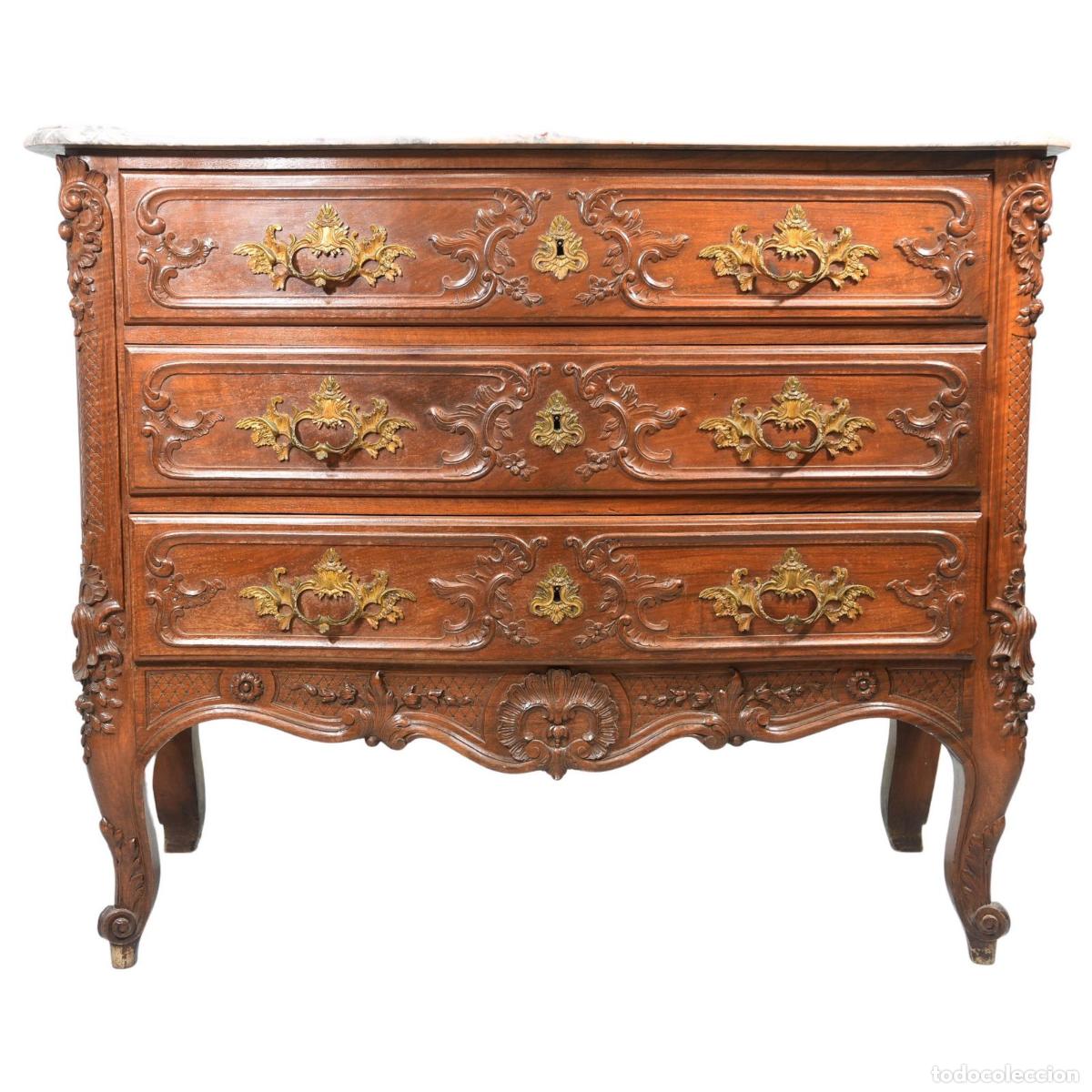 Antig&uuml;edades: Commode Rocaille en noyer &eacute;poque XIX&egrave;me - Foto 2