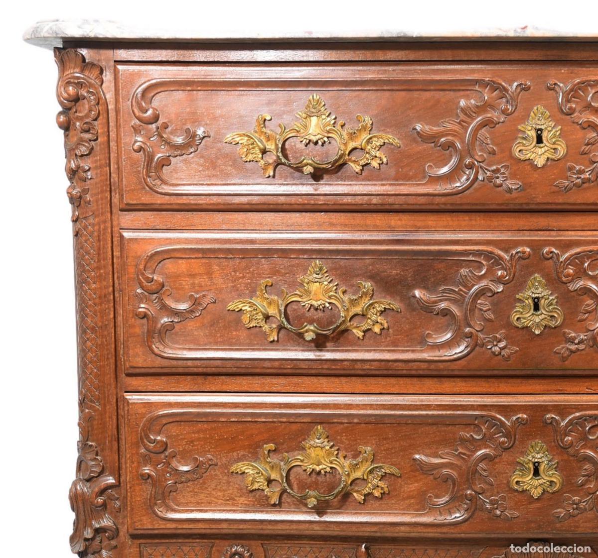Antig&uuml;edades: Commode Rocaille en noyer &eacute;poque XIX&egrave;me - Foto 3