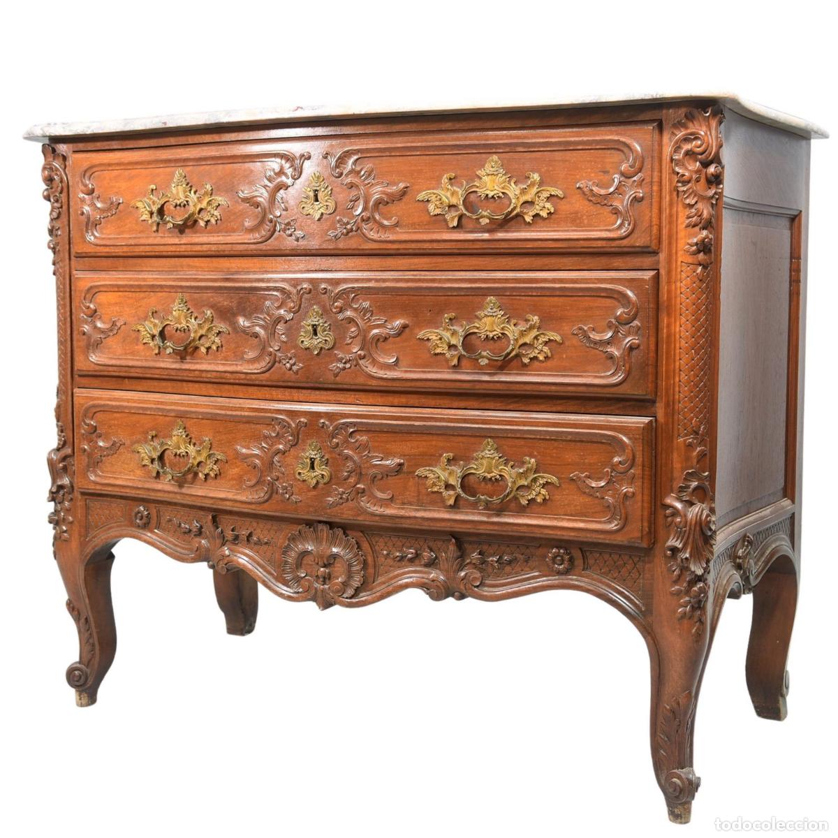 Antig&uuml;edades: Commode Rocaille en noyer &eacute;poque XIX&egrave;me - Foto 1