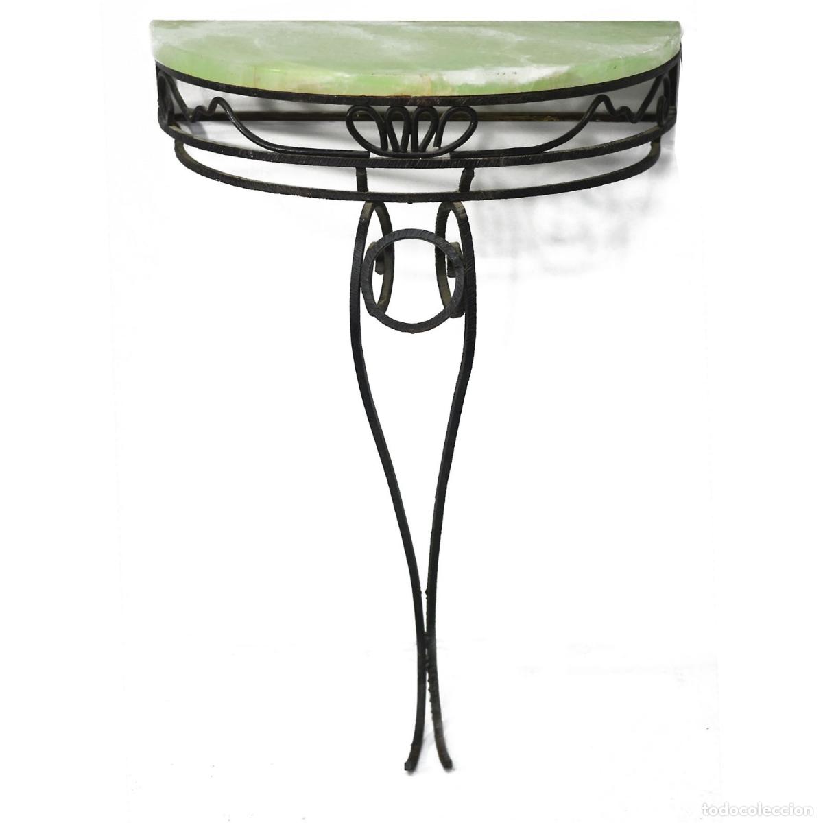 Antig&uuml;edades: Console fer forg&eacute; top onyx Art d&eacute;co 1930 - Foto 1