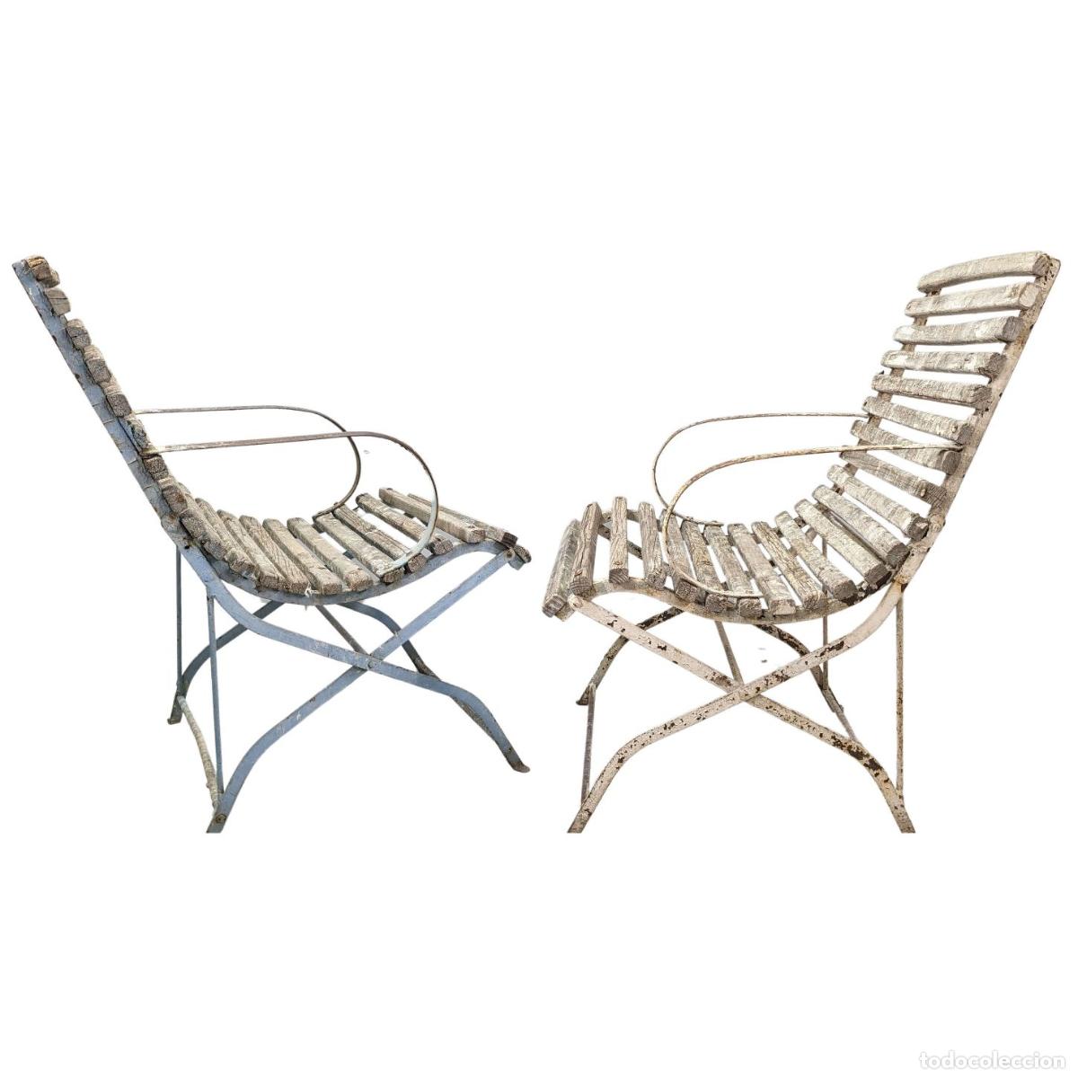 Antig&uuml;edades: Paire de Fauteuils dArras fer forg&eacute; et bois - Foto 2