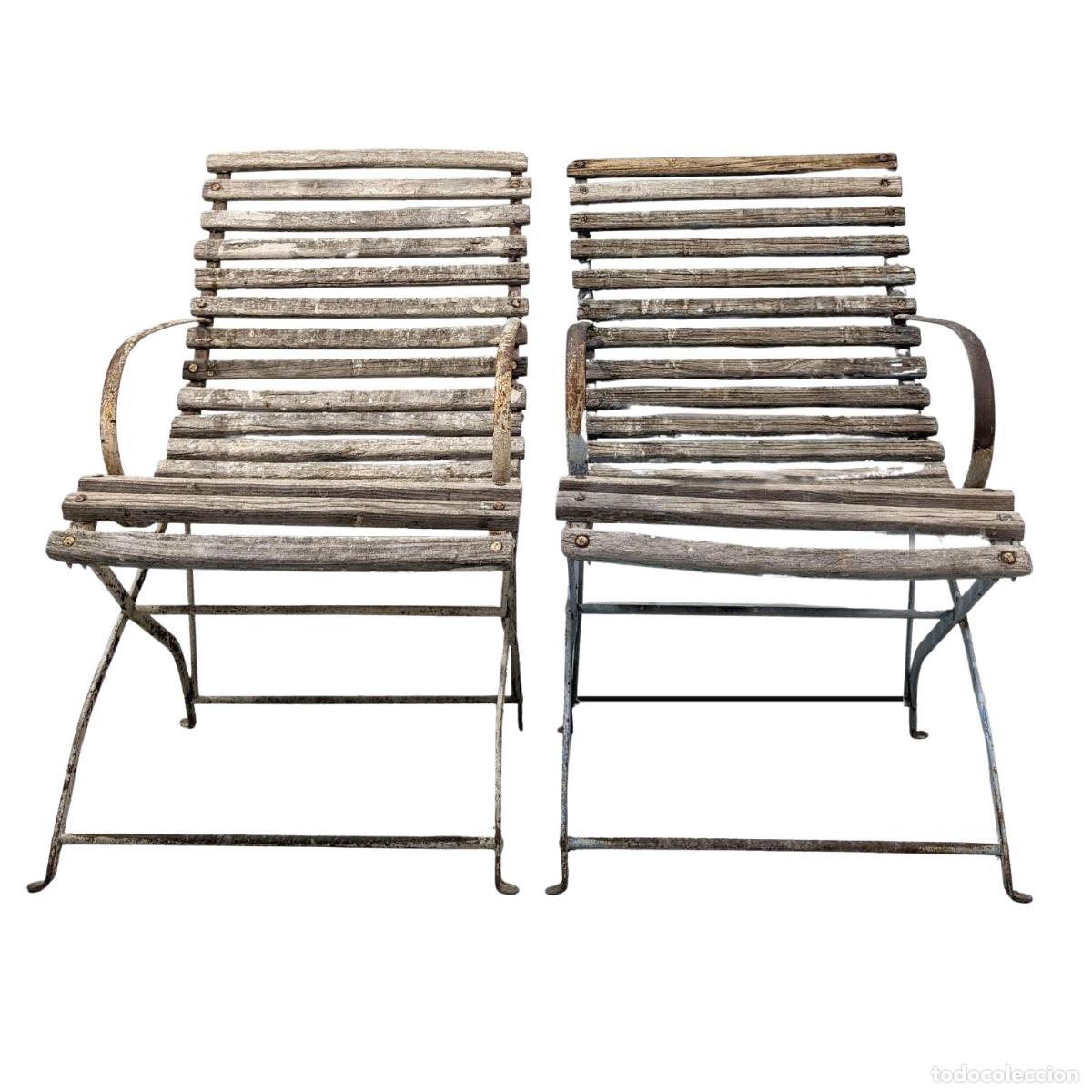 Antig&uuml;edades: Paire de Fauteuils dArras fer forg&eacute; et bois - Foto 3