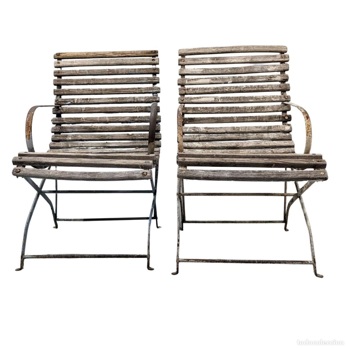 Antig&uuml;edades: Paire de Fauteuils dArras fer forg&eacute; et bois - Foto 1