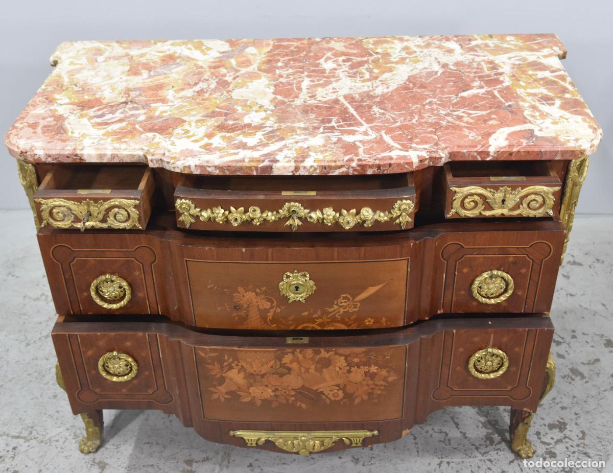 Antig&uuml;edades: Commode de style Transition marquet&eacute;e bois de rose XIX&egrave;me - Foto 4