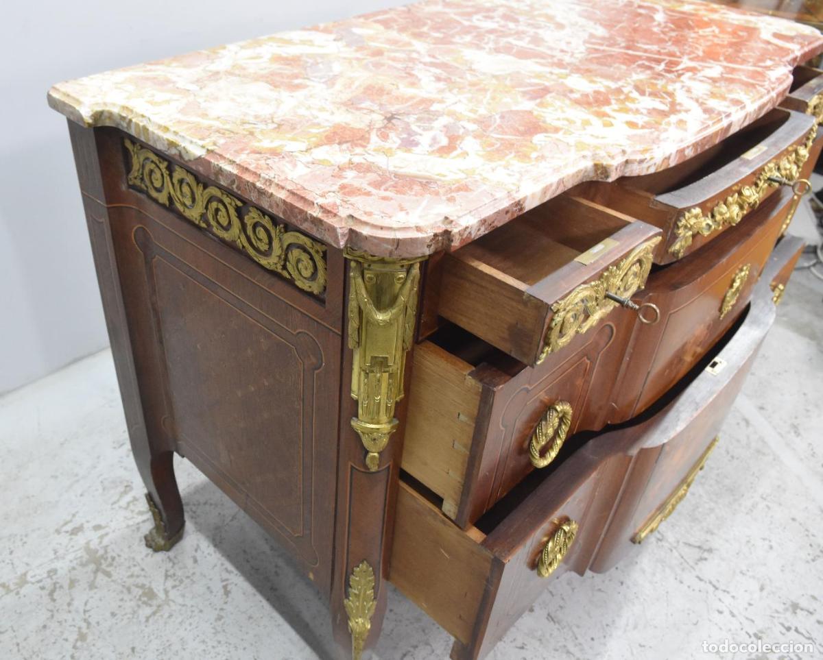 Antig&uuml;edades: Commode de style Transition marquet&eacute;e bois de rose XIX&egrave;me - Foto 5