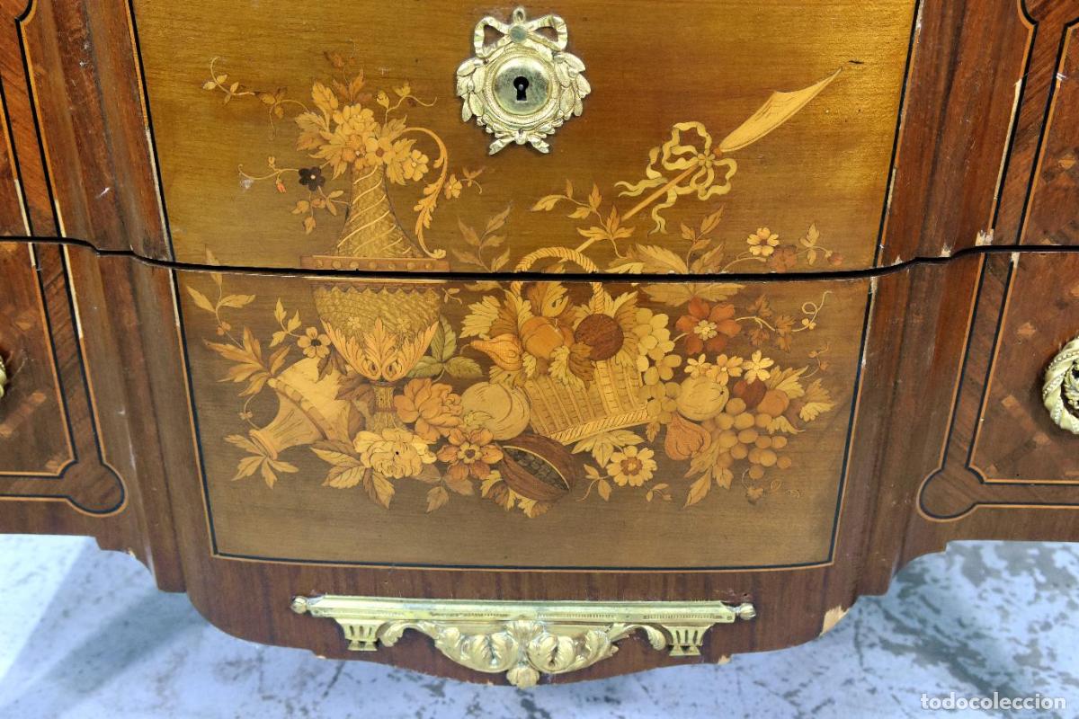 Antig&uuml;edades: Commode de style Transition marquet&eacute;e bois de rose XIX&egrave;me - Foto 6